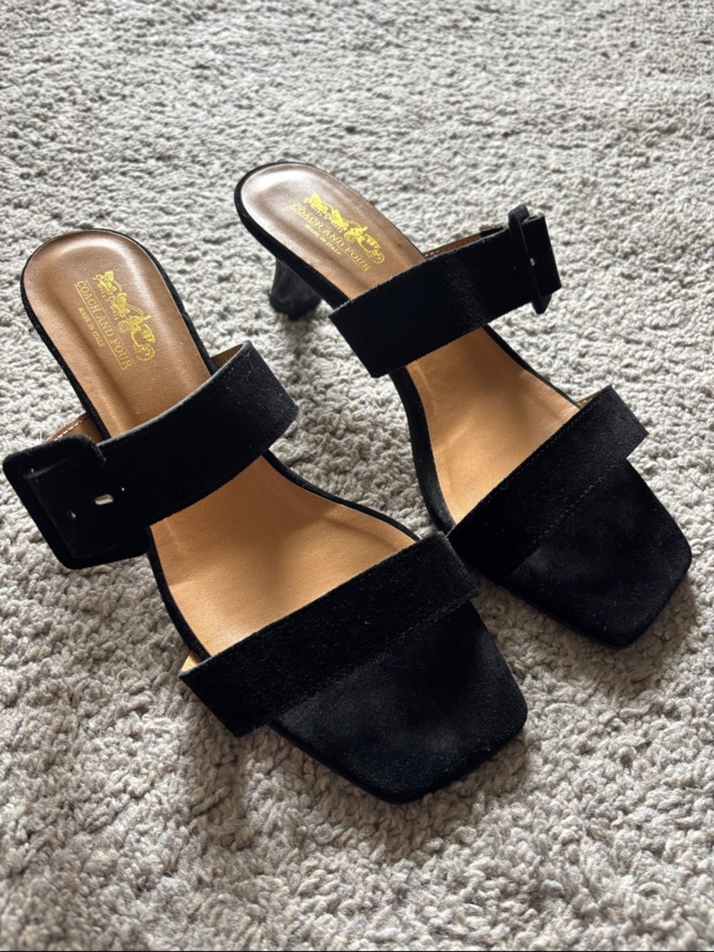 Coach and Four Suede Kitten Heel Sandals